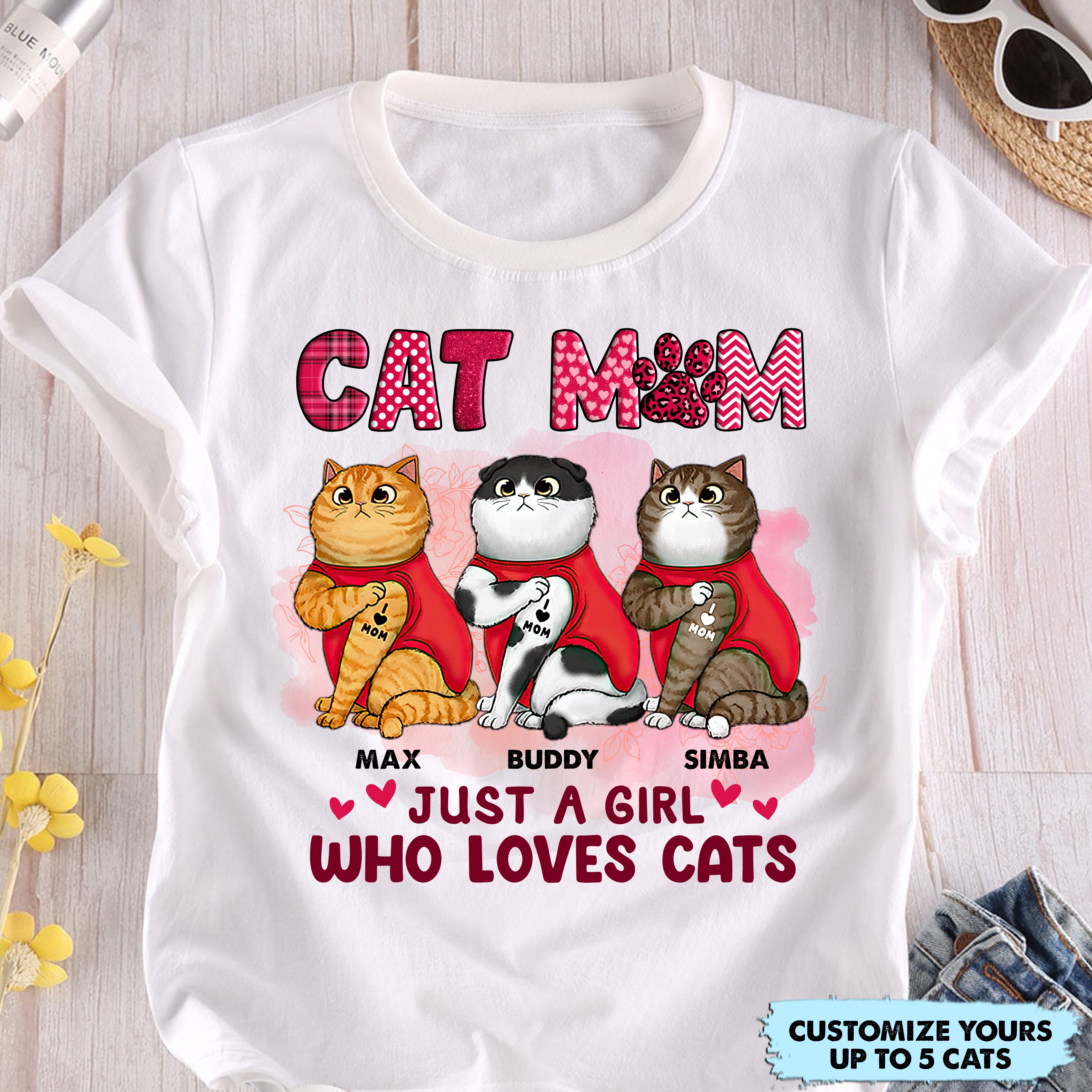 Cat Mom Just A Girl Who Love Cats Cat Personalized Shirt, Mother’s Day Gift for Cat Lovers, Cat Mom, Cat Dad