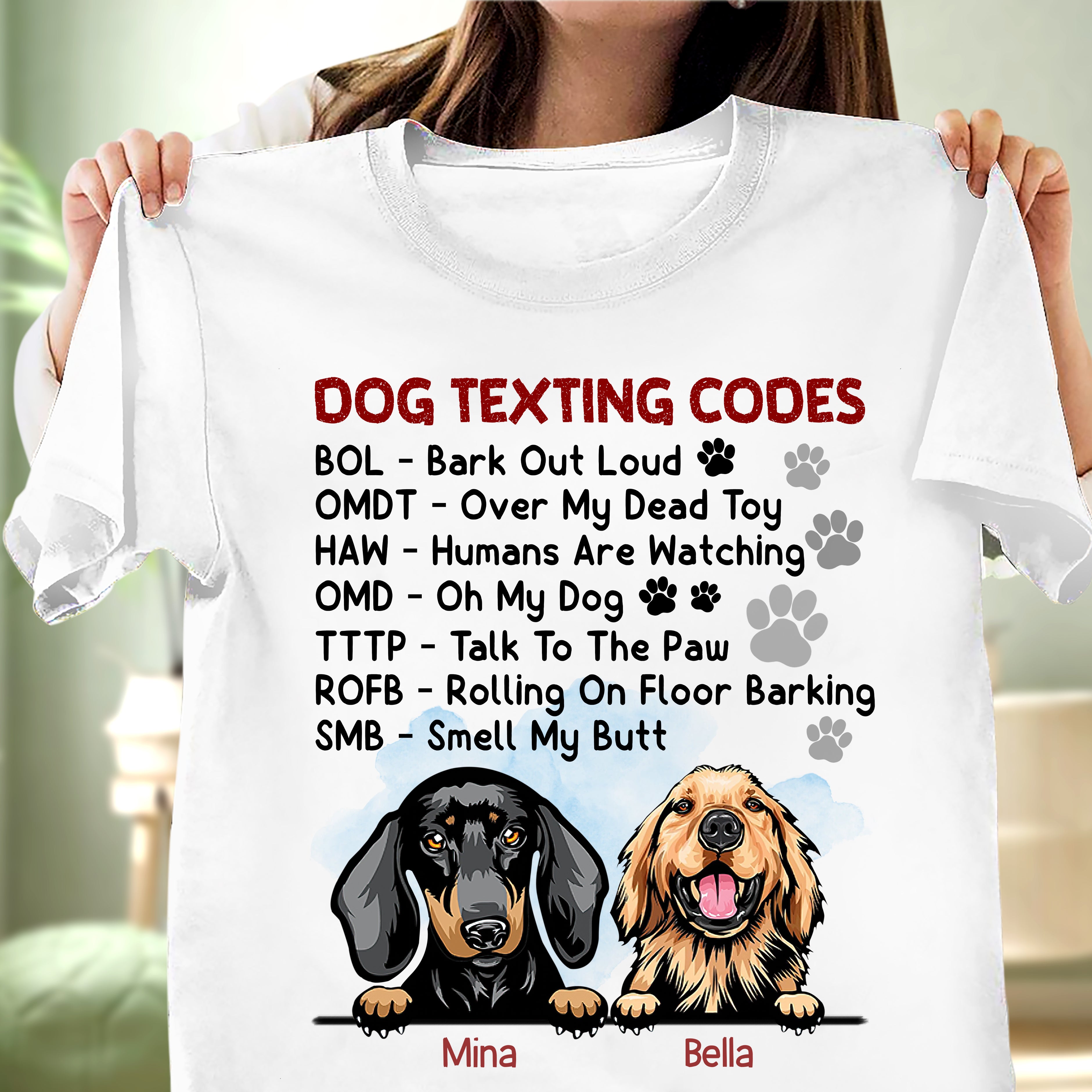 Dog Texting Codes Personalized Shirt, Personalized Gift for Dog Lovers, Dog Dad, Dog Mom