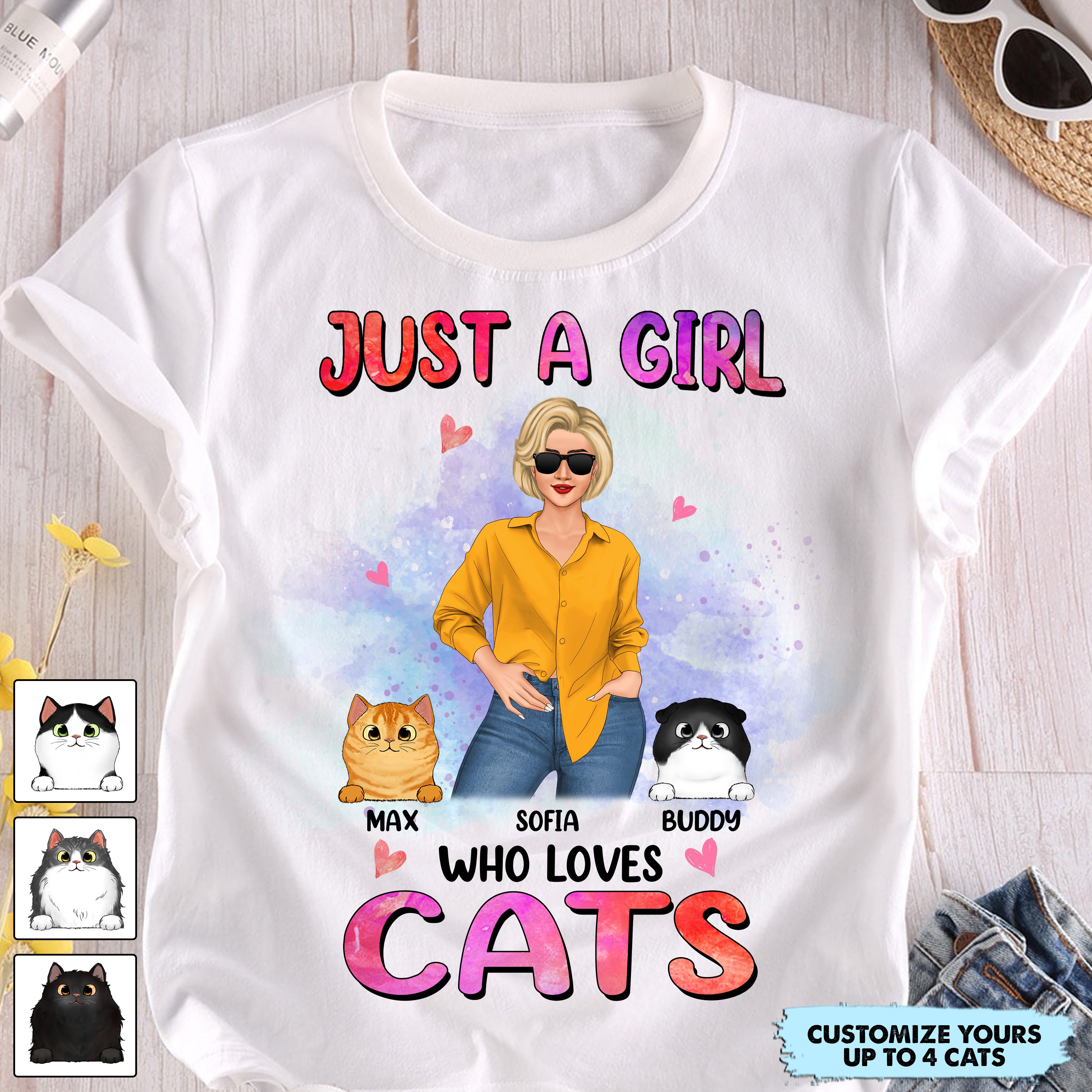 Just A Girl Who Love Cats Cat Personalized Shirt, Mother’s Day Gift for Cat Lovers, Cat Mom, Cat Dad